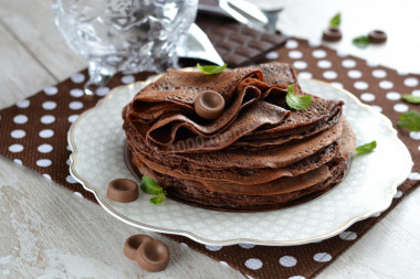 Chocolate pancakes with milk