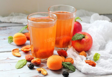 Dried fruit compote in a saucepan