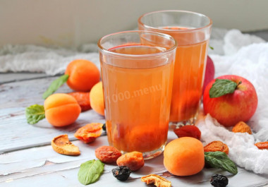 Dried fruit compote in a saucepan