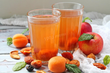 Dried fruit compote in a saucepan