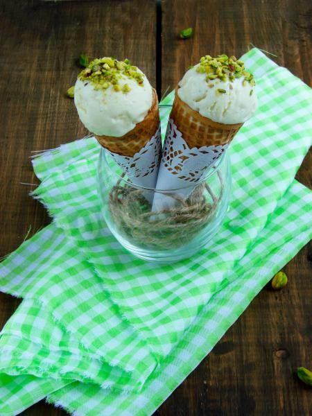 Homemade vanilla ice cream in a blender