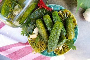 Pickles for winter in cold jars