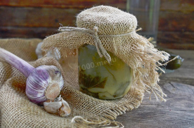 Pickles as cask cucumbers with mustard in jars for the winter