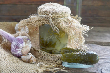 Pickles as cask cucumbers with mustard in jars for the winter