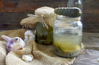 Pickles as cask cucumbers with mustard in jars for the winter