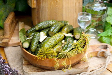 Pickling cucumbers in a barrel for winter in a cold way