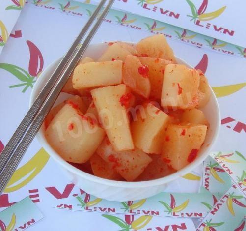 Spicy salty snack of cactus radish