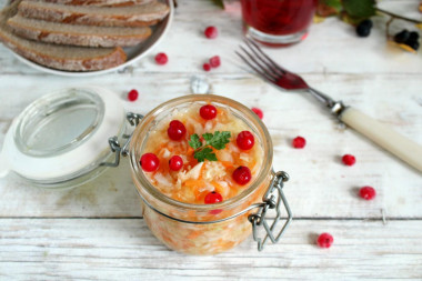 Cabbage in a jar in brine for winter