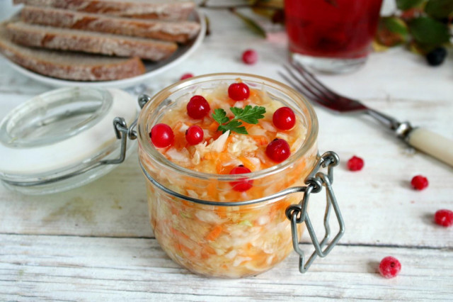 Cabbage in a jar in brine for winter