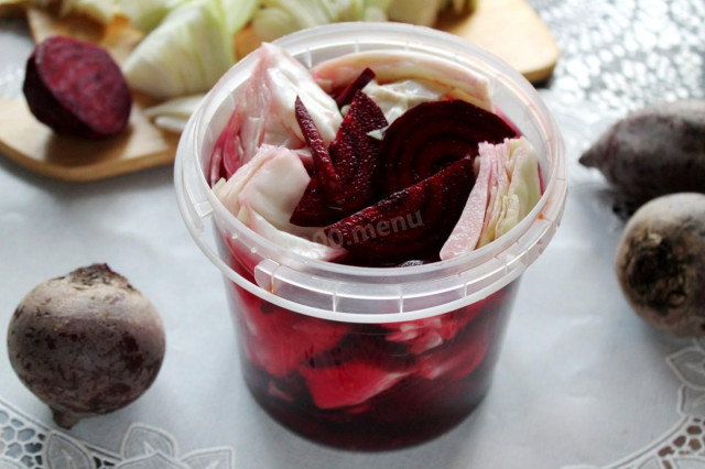 Sauerkraut with beetroot on winter