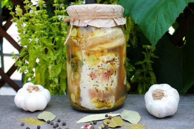 Pickled lard in brine