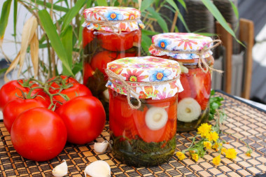 Tomatoes in cloves with garlic without sterilization for the winter