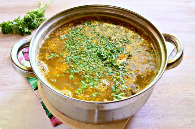 Fish soup with salmon millet