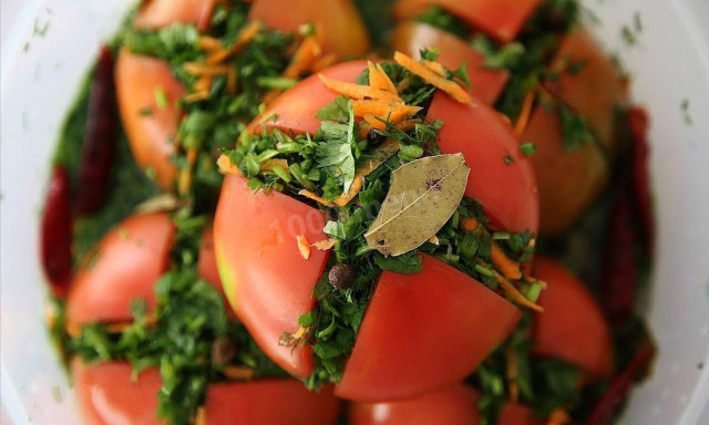 Lightly salted stuffed tomatoes