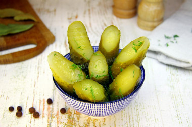 Pickled cucumbers in jars for winter