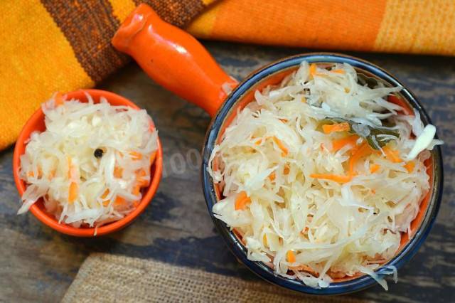 Sauerkraut in a jar, crispy for winter