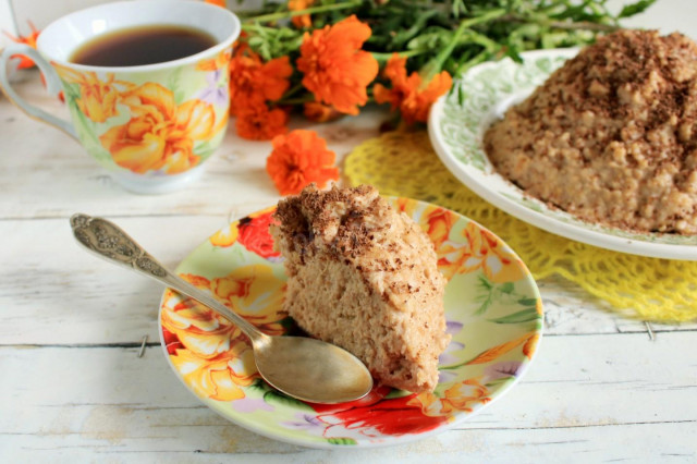 Ant hill cake made of cookies without condensed milk