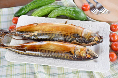 Hot smoked fish in a smokehouse at home