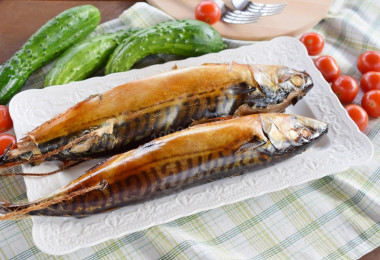 Hot smoked fish in a smokehouse at home