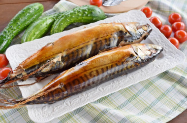 Hot smoked fish in a smokehouse at home