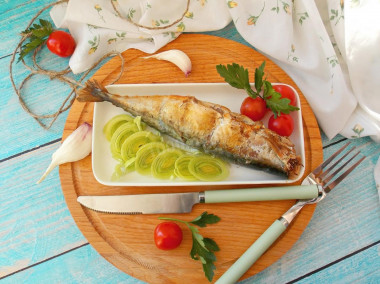 Hot smoked mackerel in a home smokehouse