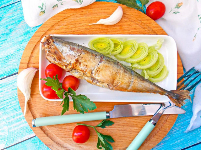 Hot smoked mackerel in a home smokehouse