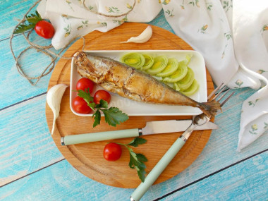 Hot smoked mackerel in a home smokehouse