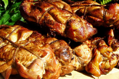 Cold smoked chicken in a smokehouse at home conditions