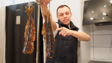 Hot smoked mackerel in the kitchen