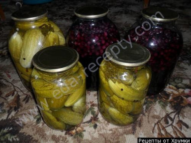 Pickled cucumbers crispy in liters cans