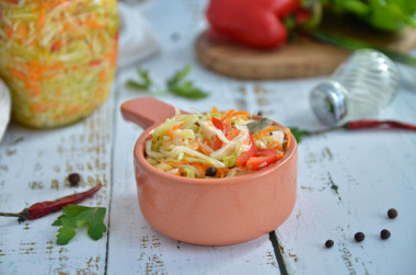 Pickled cabbage with bell pepper and coriander quickly