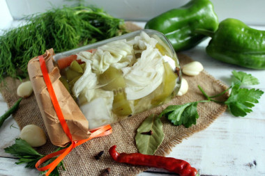 Crispy pickled cabbage in a jar for winter