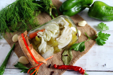 Crispy pickled cabbage in a jar for winter