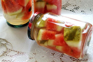 Pickled watermelons in jars for winter