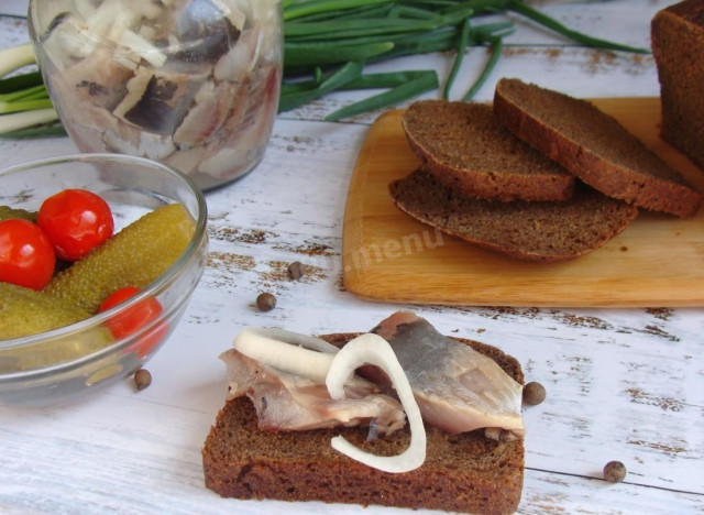 Salted herring marinated in table vinegar