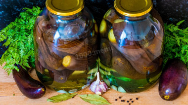 Pickled eggplant for winter in whole jars