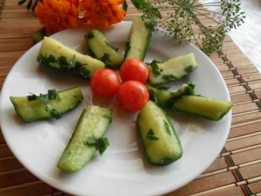 Pickled cucumbers in a package