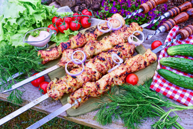 Grilled chicken fillet kebab