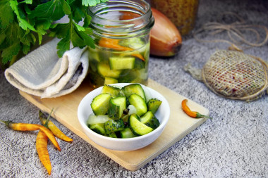 Cucumber salad for the winter without sterilization