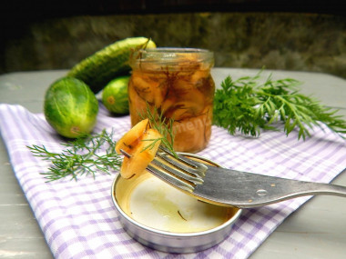 Cucumbers in mustard filling for winter