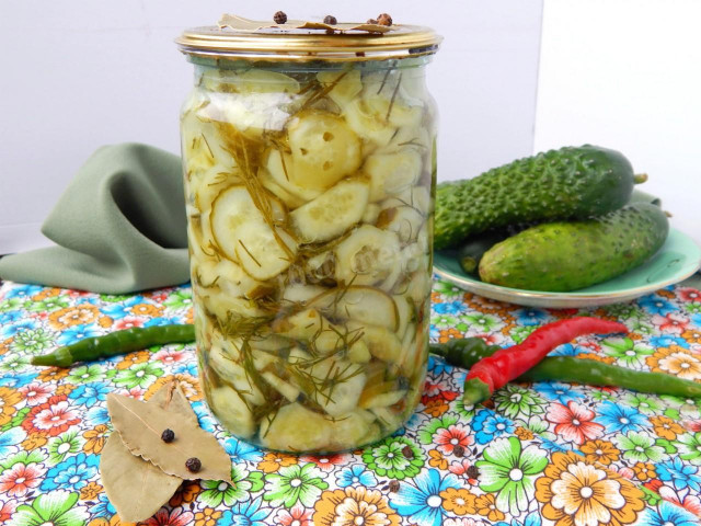 Cucumbers in slices for winter