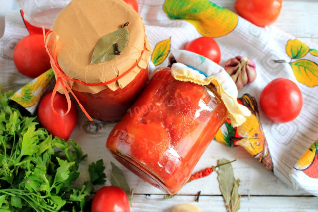 Tomatoes in tomato sauce for winter