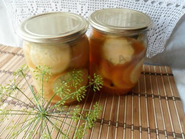 Canned zucchini with chili ketchup for winter