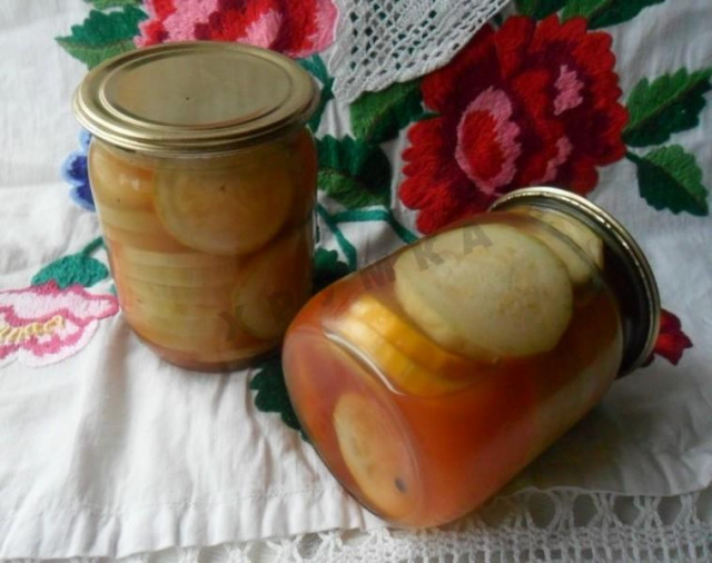 Canned zucchini with chili ketchup for winter