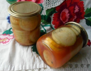 Canned zucchini with chili ketchup for winter