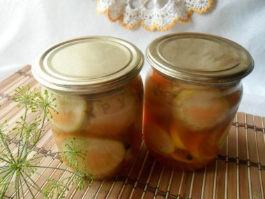 Canned zucchini with chili ketchup for winter