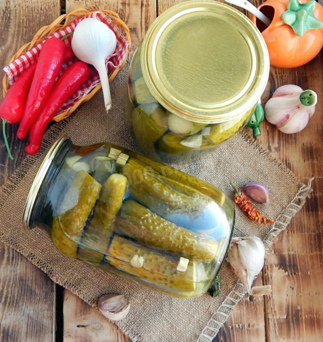 Sweet cucumbers in a jar for winter