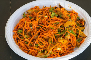 Salad with mushrooms, carrots, vinegar, sugar