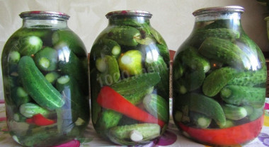 Cucumbers with herbs and citric acid for winter