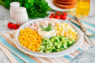 Chicken breast salad corn cucumber egg